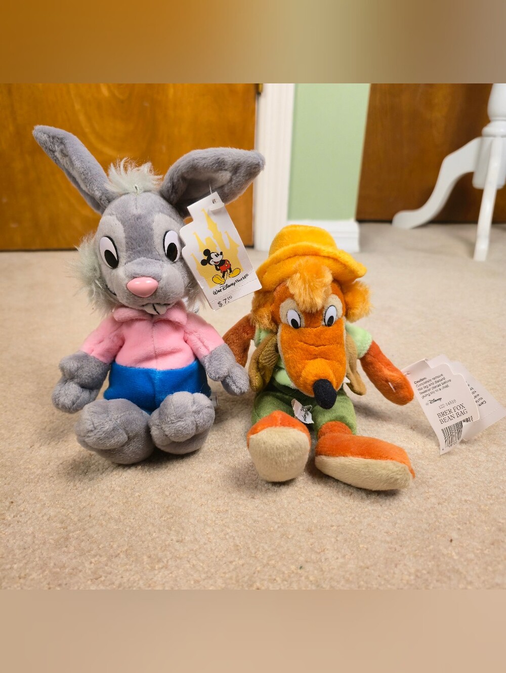 Brer Rabbit & Brer Fox Bean Bag Plush Disney World Song of the South new